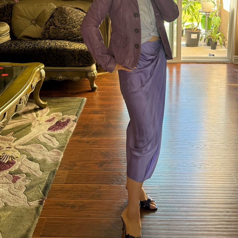 Armani leather purple leather jacket